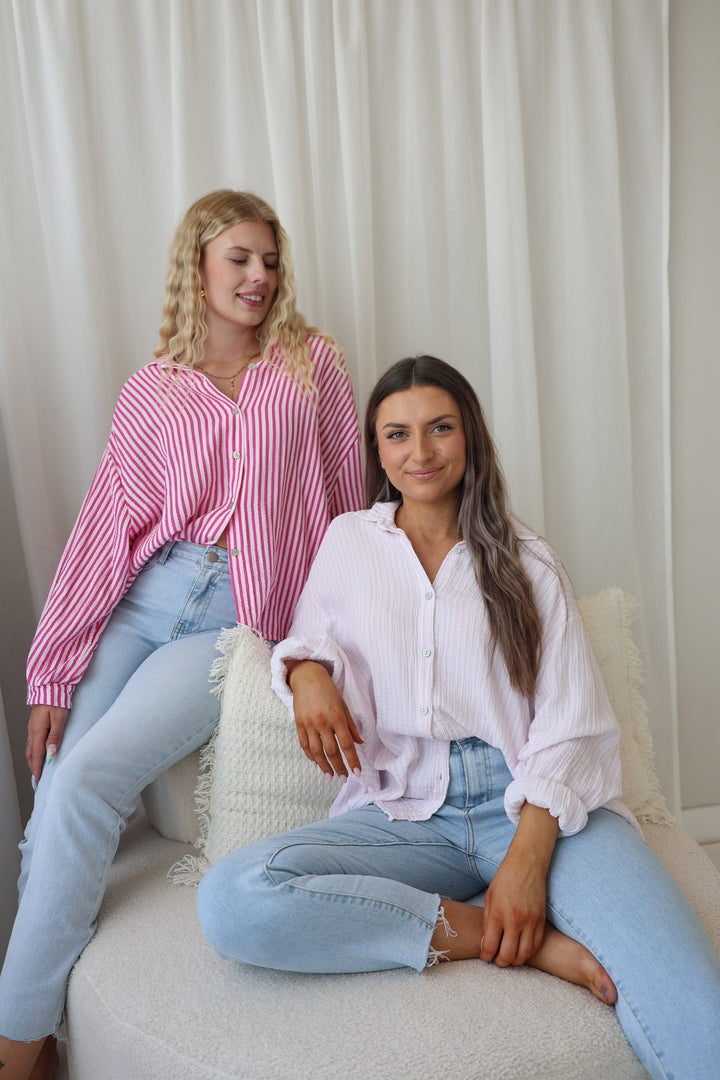 Kurzes Blusenhemd aus Musselin Wide Stripes
