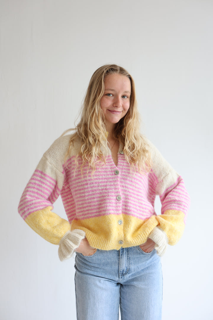 Candy Stripe Knit Cardigan