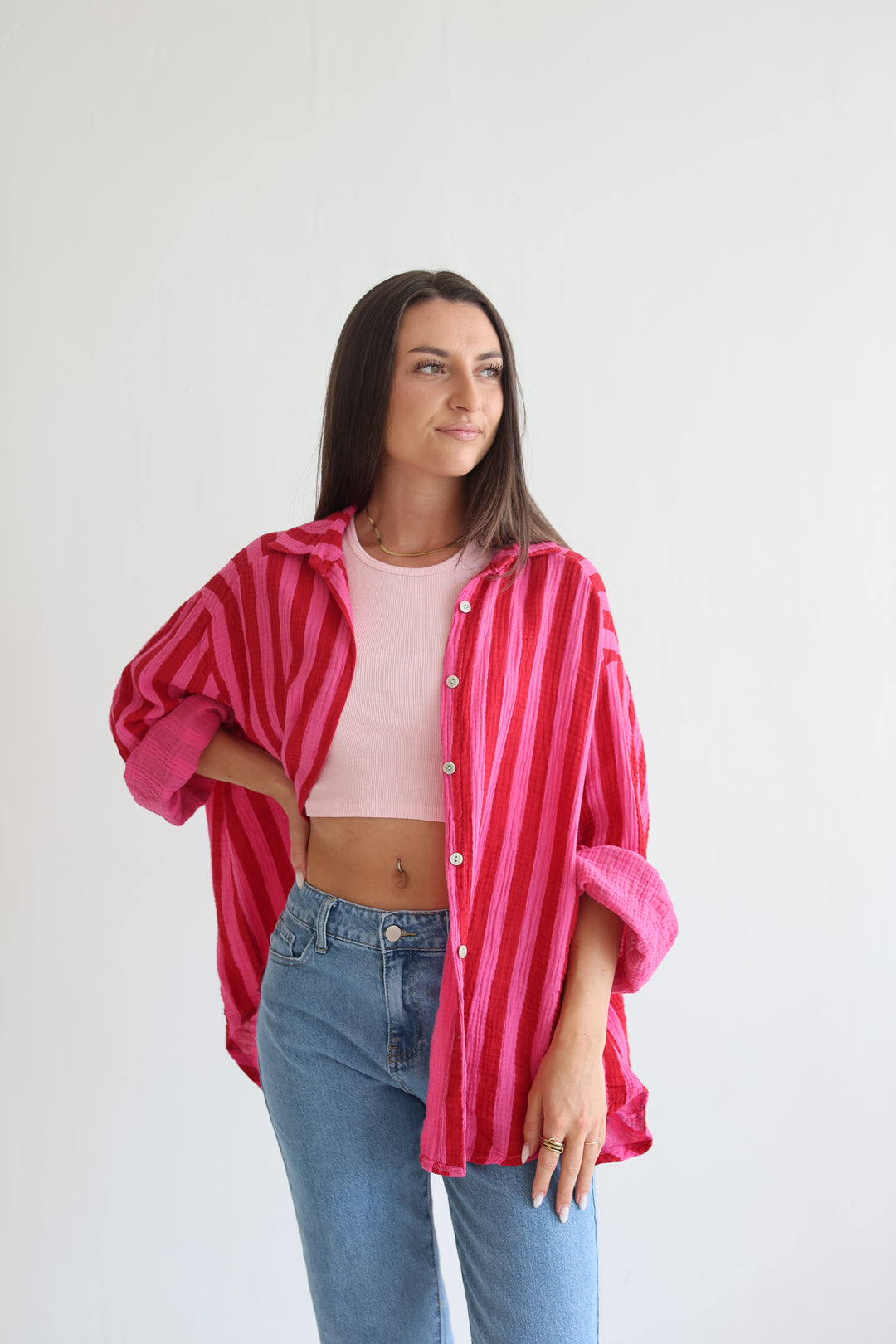 Musselinbluse Blockstripes