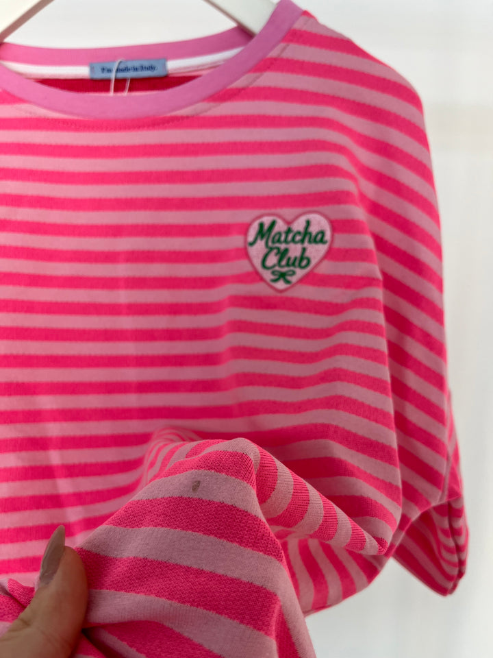 SHIRT MATCHA CLUB GESTREIFT PINK (B-WARE)