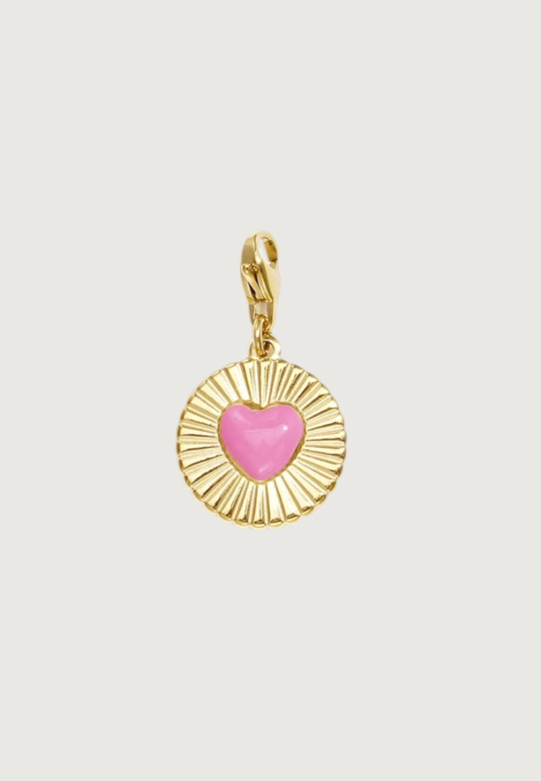 Rosy Sunburst Heart Charm