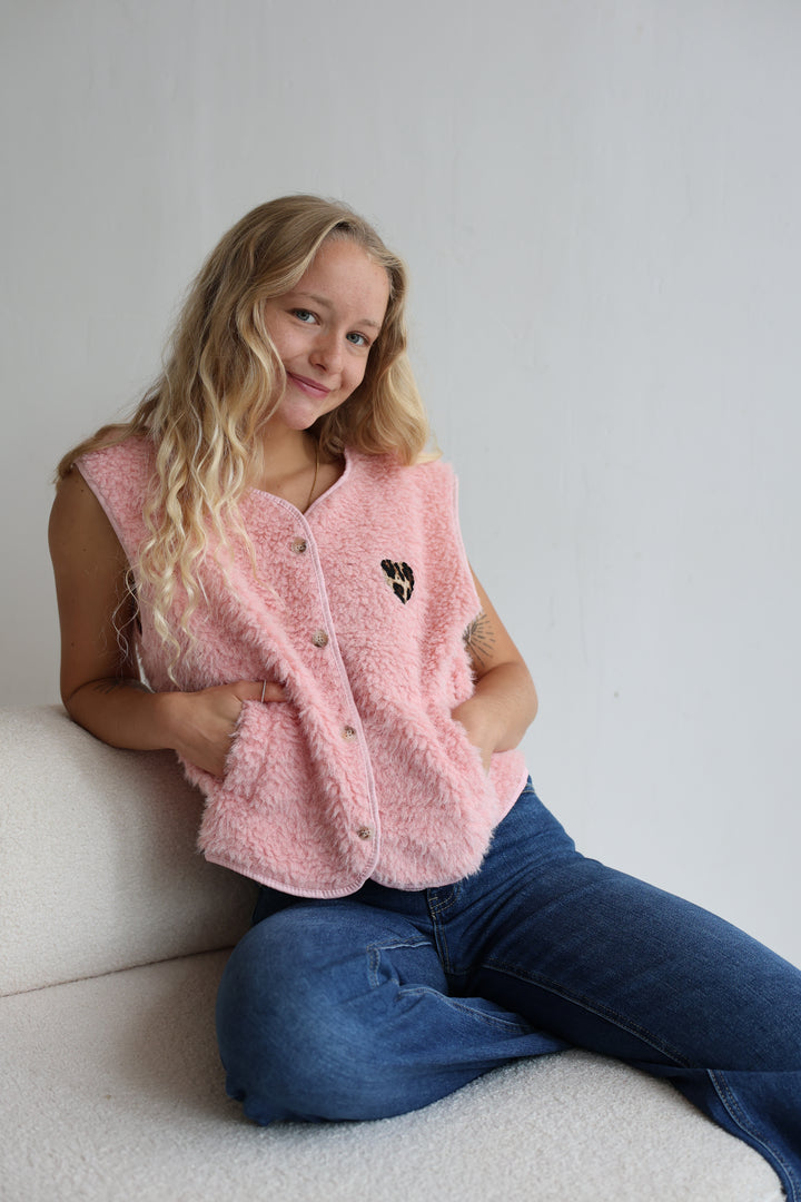 Teddyweste Leopard Hearts