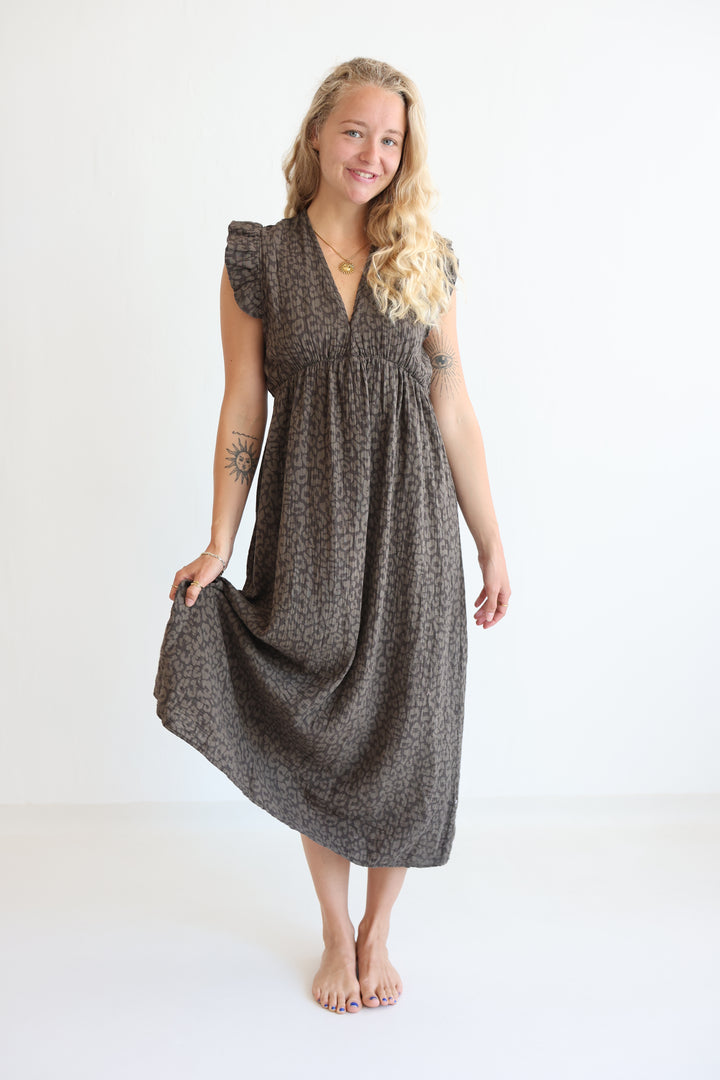 Langes Musselinkleid Timeless Leopard