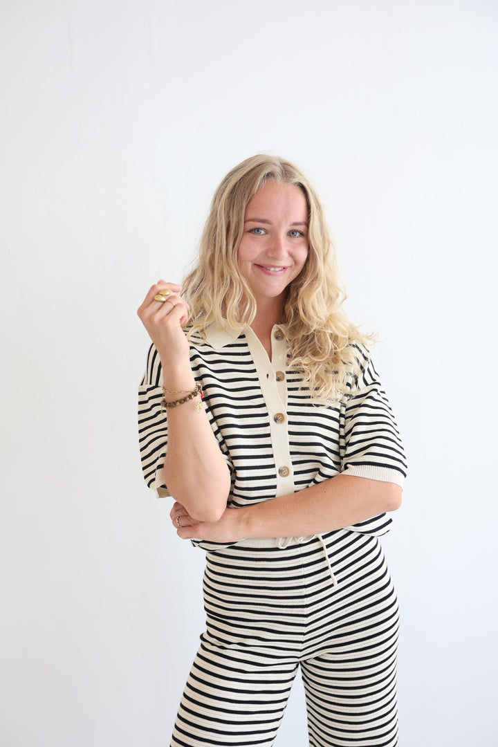 Kurzarm-Cardigan mit Lochstrickmuster Cool Fit
