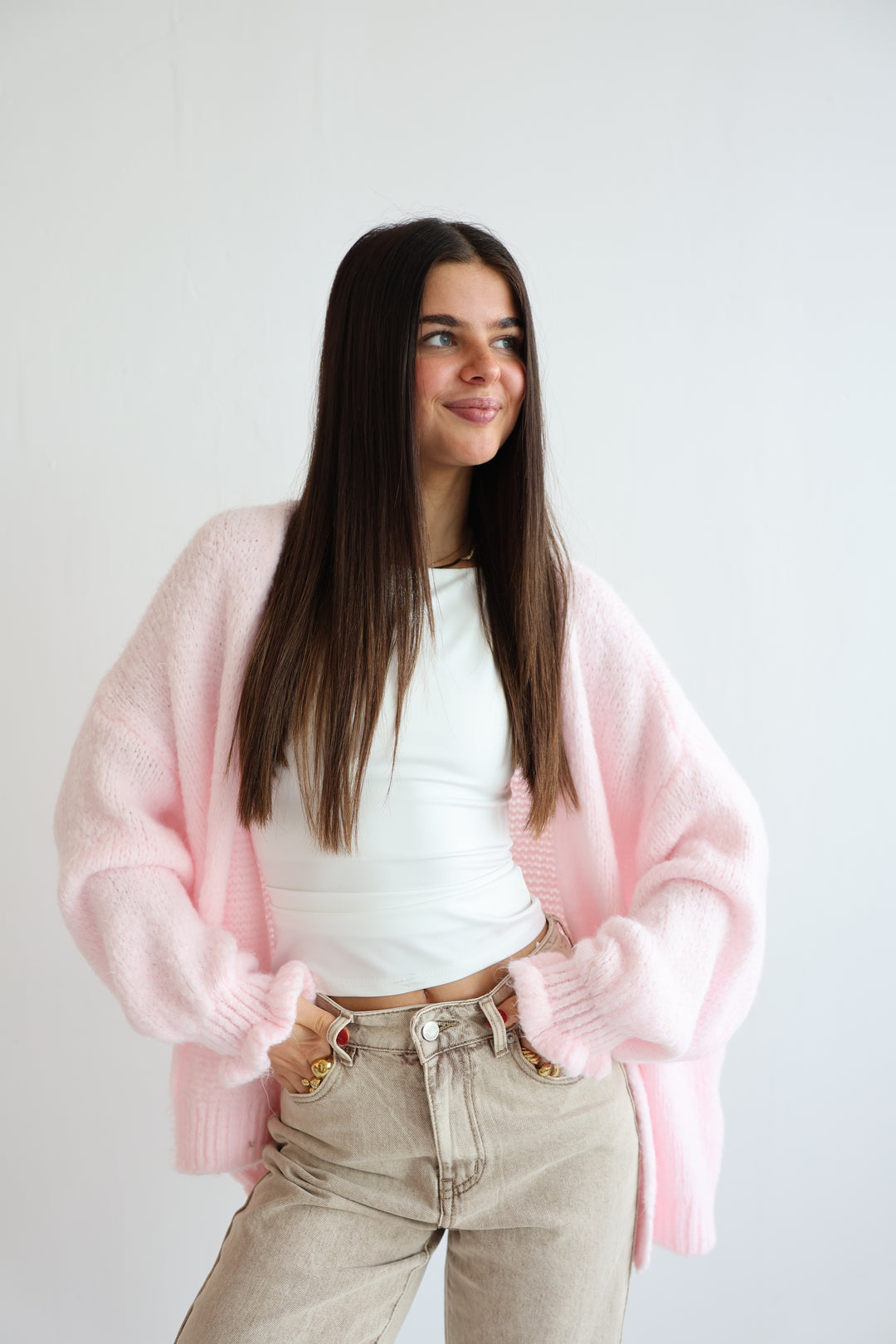 Offener Cardigan mit Rüschenärmeln Clara