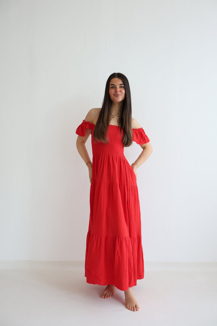 Langes Kleid mit Raffung Livia
