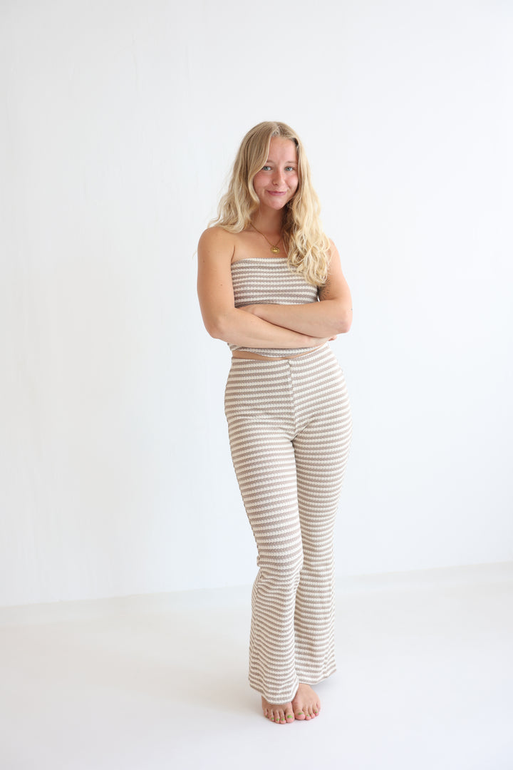 Striped Knit Flared Pants