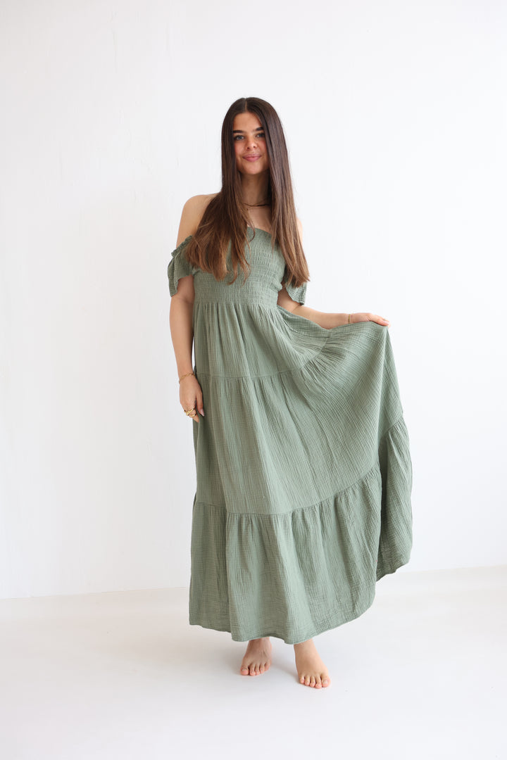 Langes Kleid mit Raffung Livia