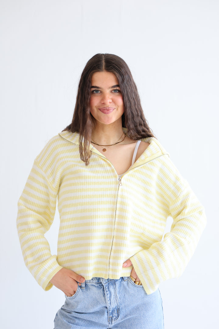 Striped Zip Cardigan