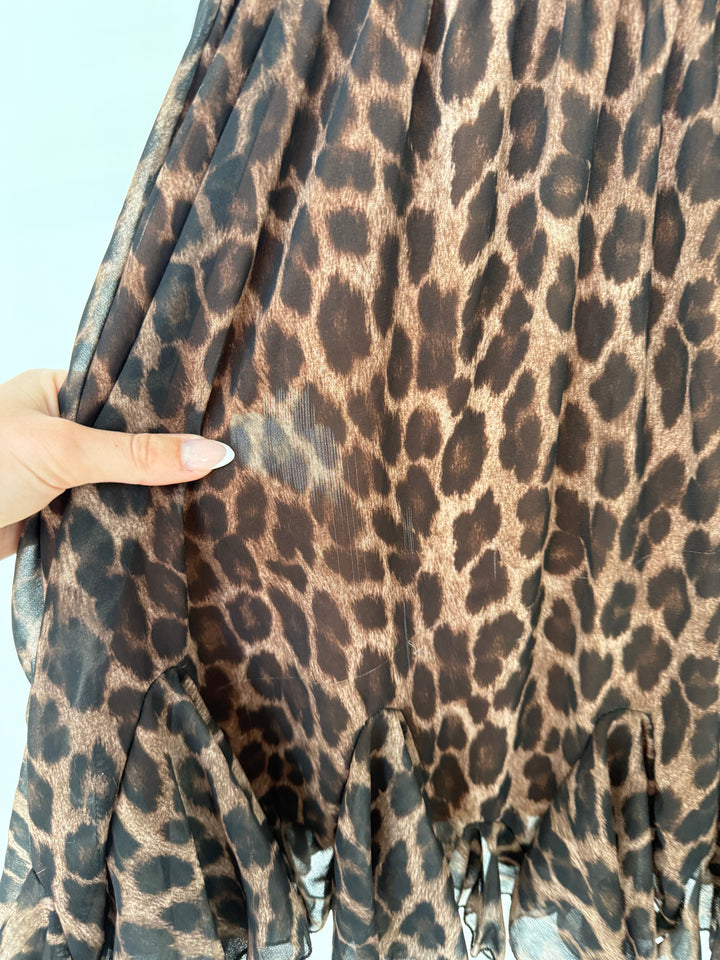 KURZER VOLANTROCK MIT LEOPRINT MONA DUNKELBRAUN (B-WARE)
