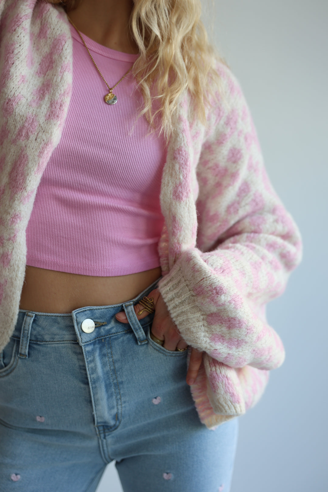 Offener Cardigan mit Leoprint