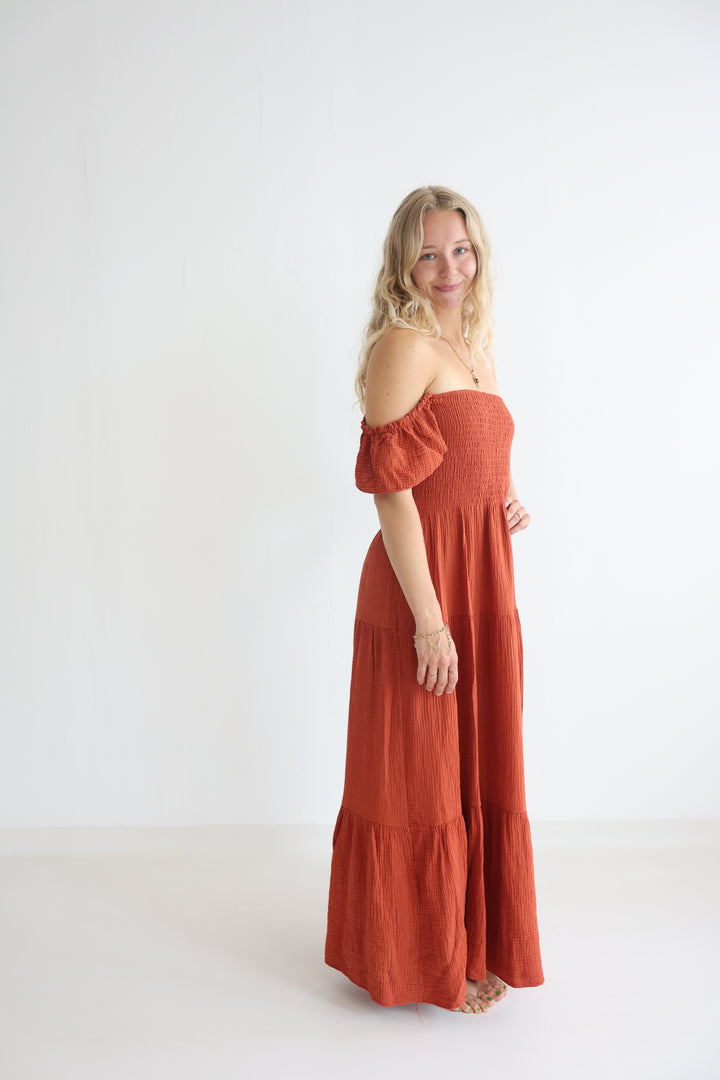 Langes Kleid mit Raffung Livia
