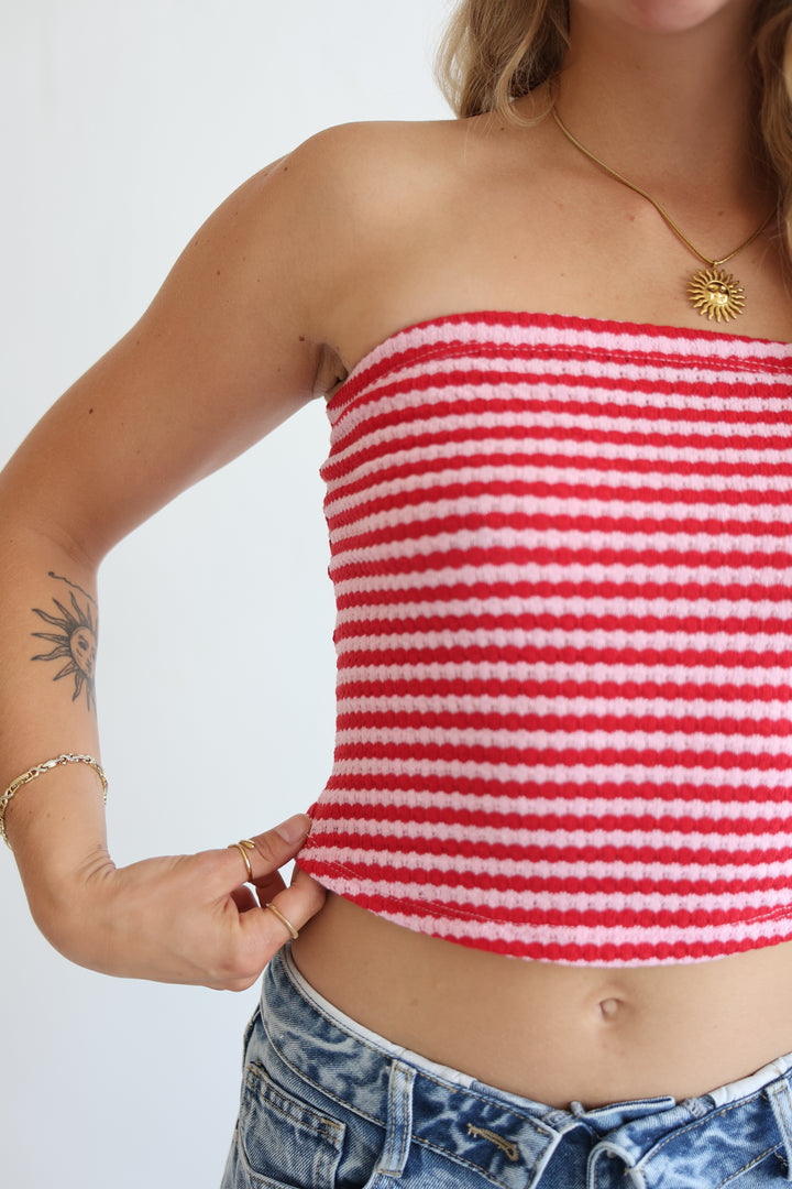Striped Knit Tube Top