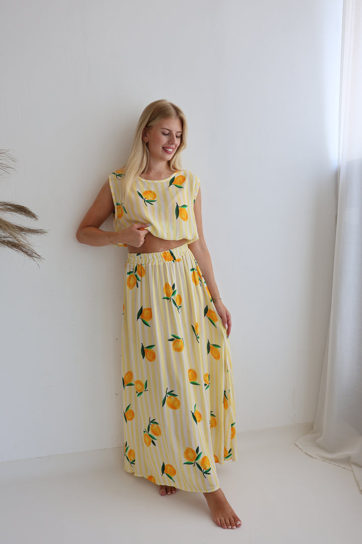 Gestreifter Zweiteiler Squeezy Lemon