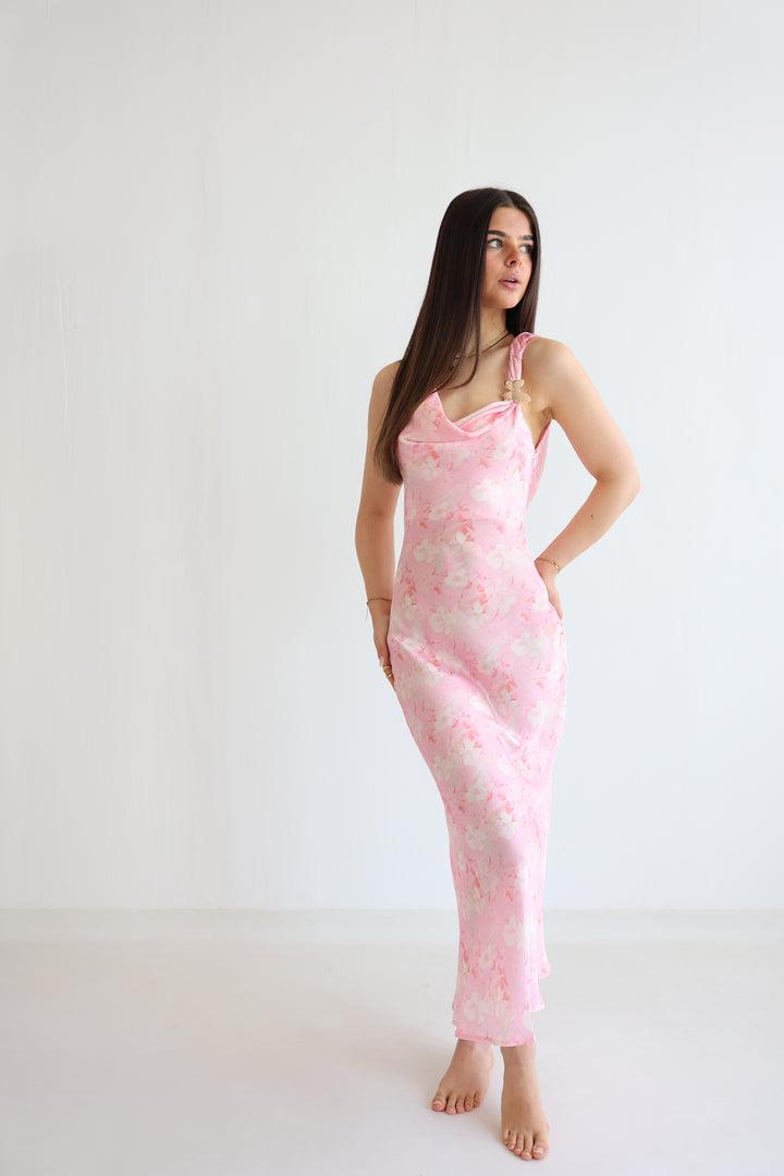 Floral Satin Midi Dress