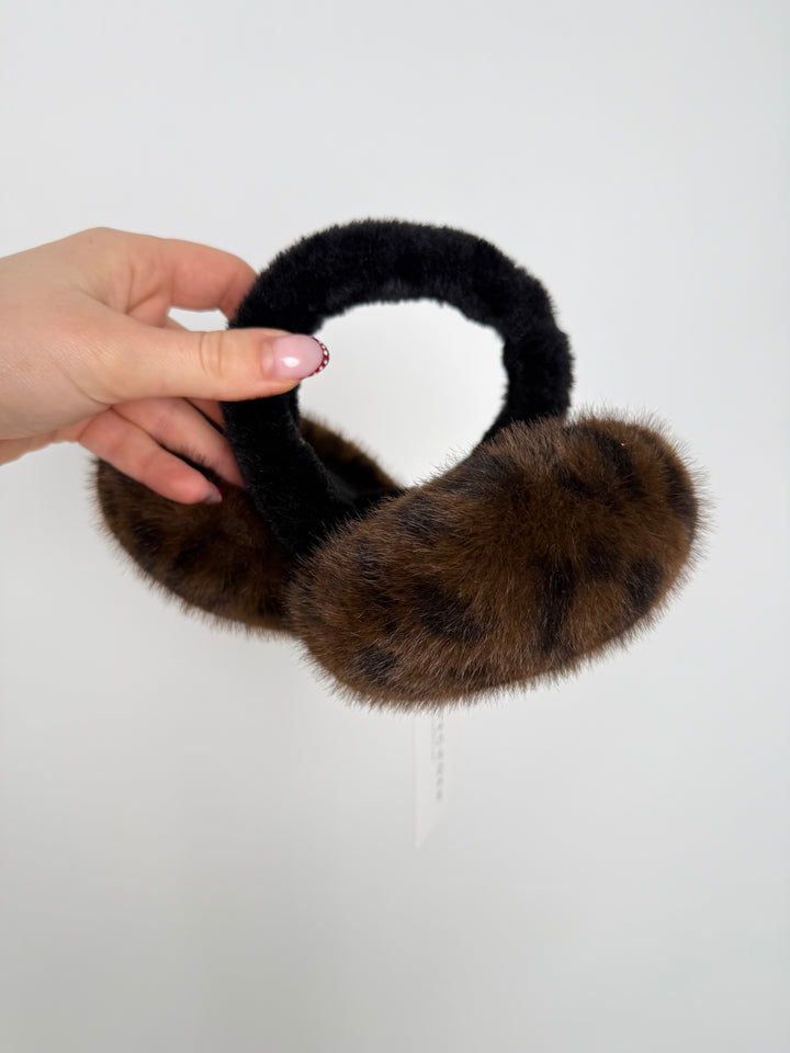 OHRENWÄRMER MIT LEOPRINT DUNKEL (B-WARE)