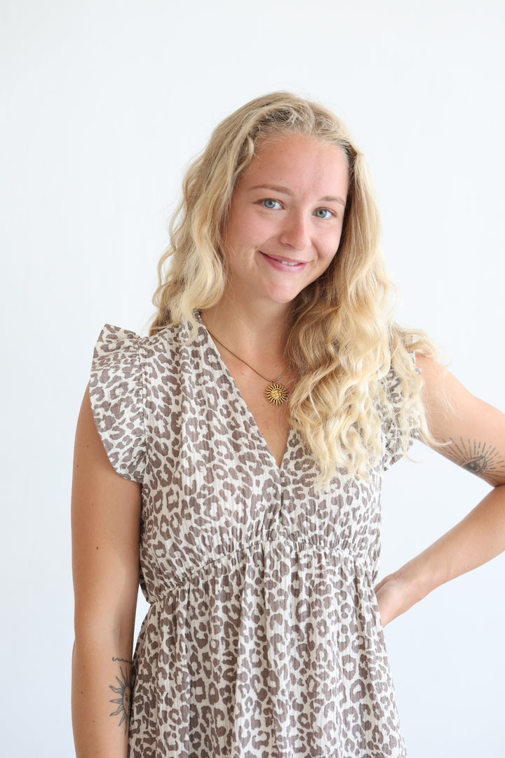 Langes Musselinkleid Timeless Leopard