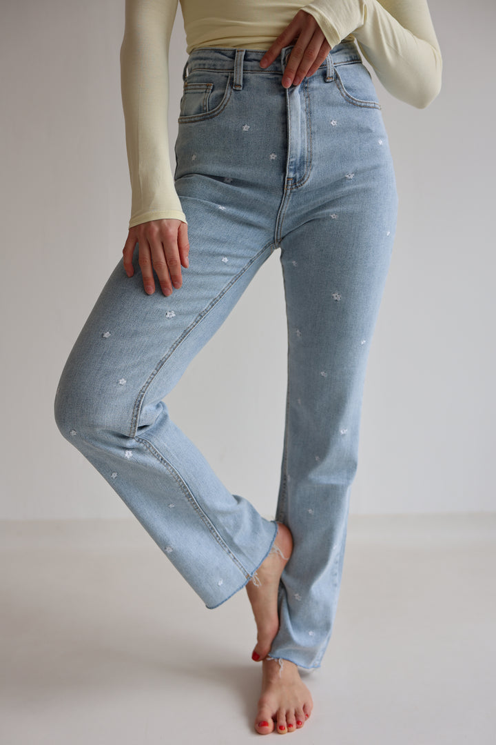 Fine Floral Straight Fit Jeans