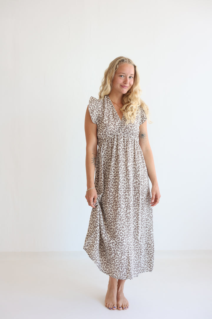 Langes Musselinkleid Timeless Leopard