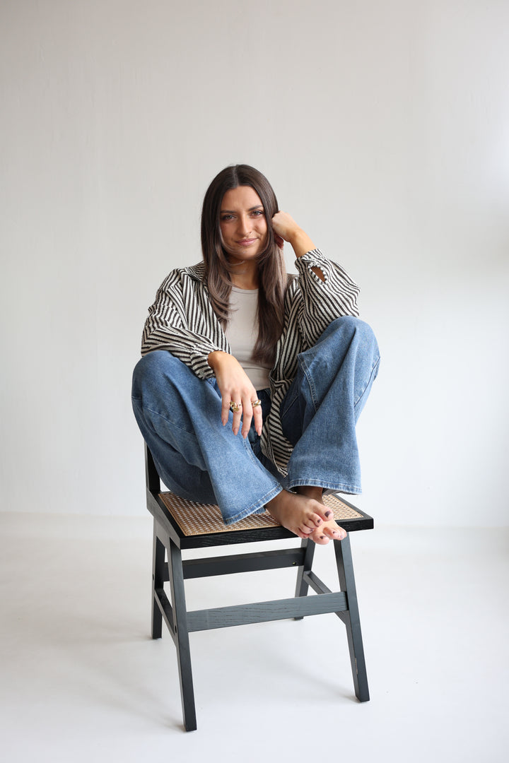 Kurzes Blusenhemd aus Musselin Wide Stripes