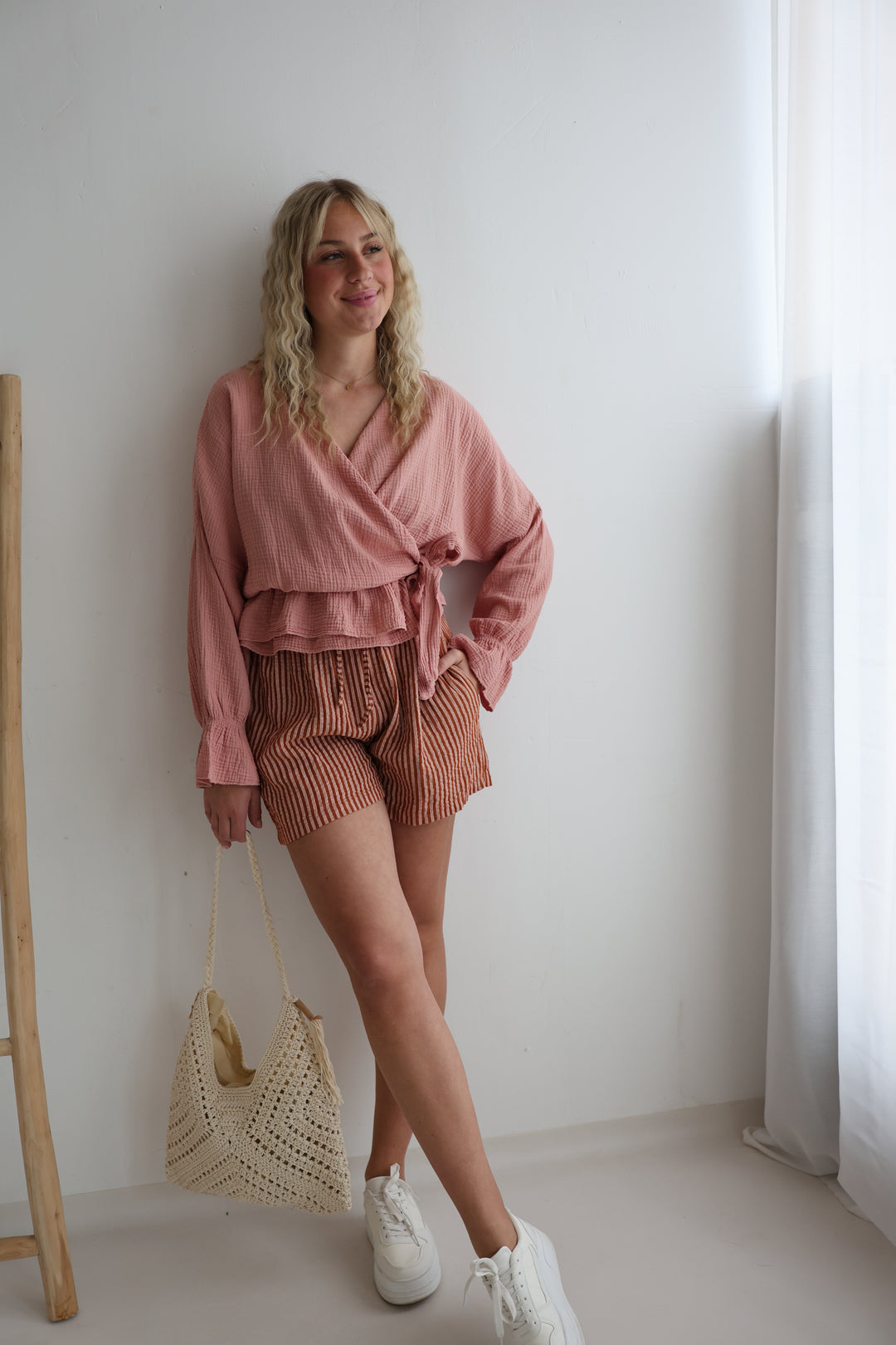 Kurze Musselinshorts Little Lines