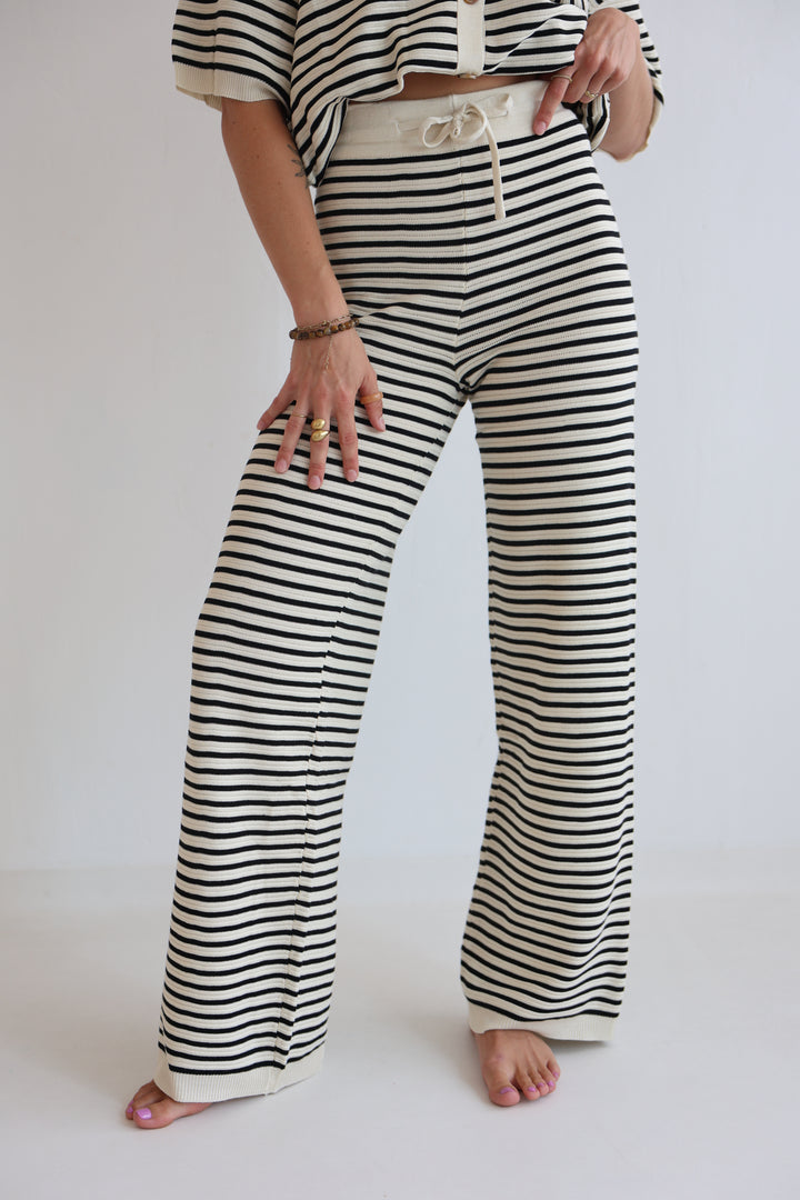 Gestreifte Hose mit Lochstrickmuster Cool Fit