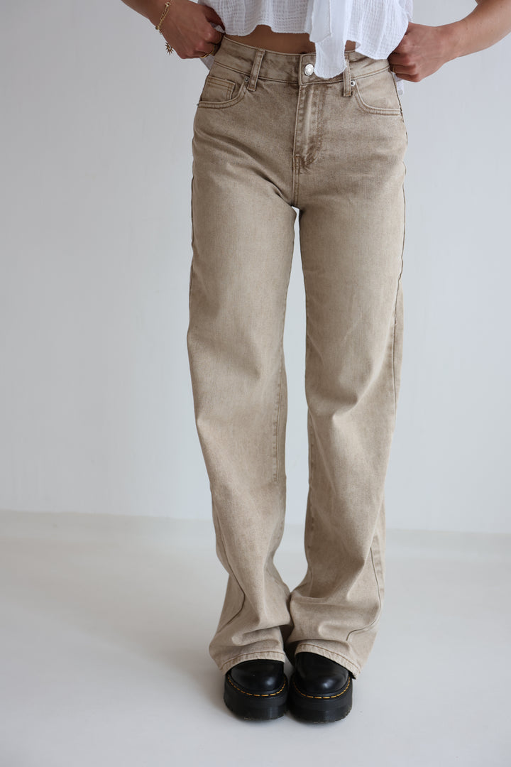 Extra Long Straight Fit Jeans Cappuccino
