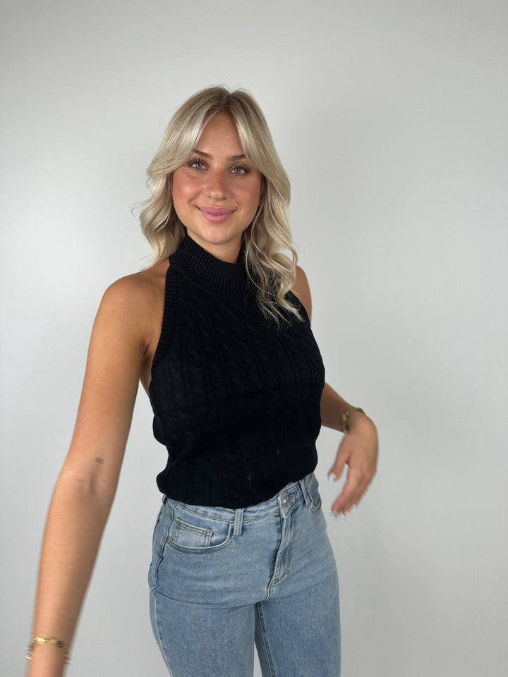 Neckholdertop in Strickoptik