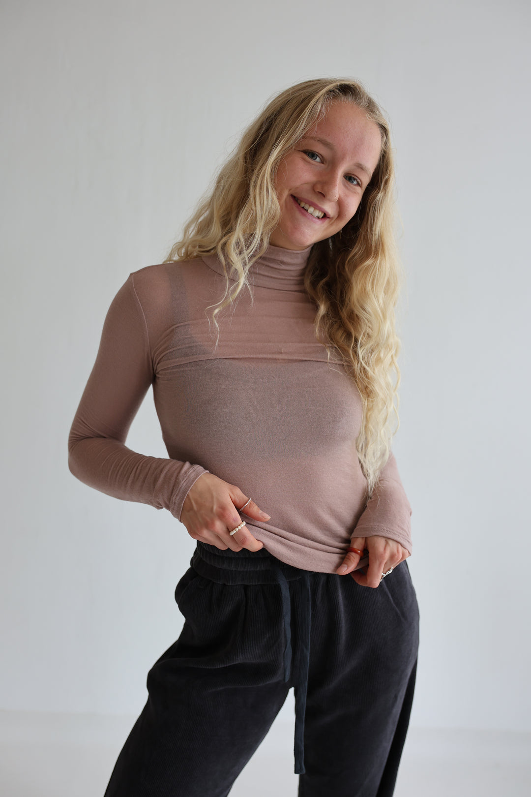 Cashmere Longsleeve mit Kragen Liliana (einfarbig)