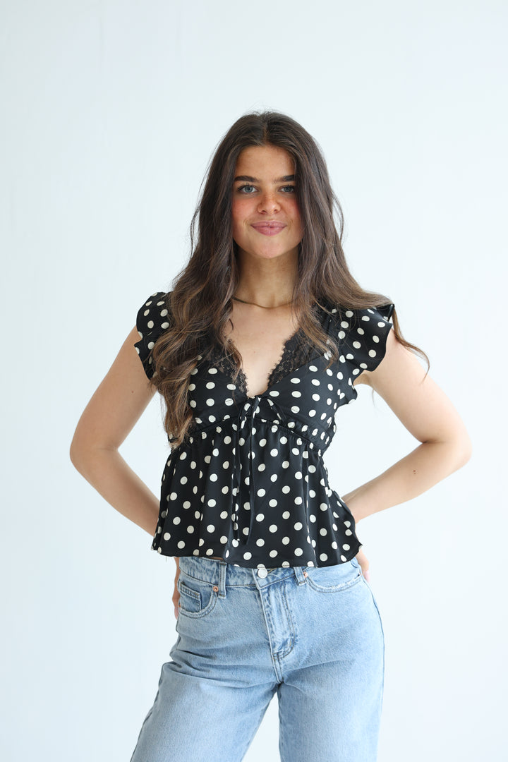 Polka Dot Peplum Top