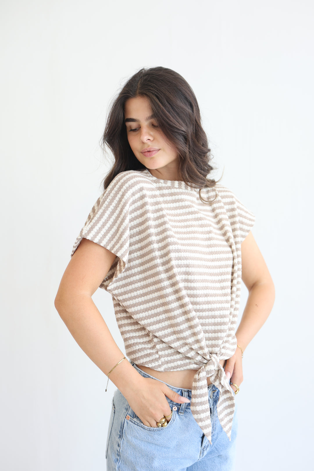 Striped Knit Knot T-Shirt