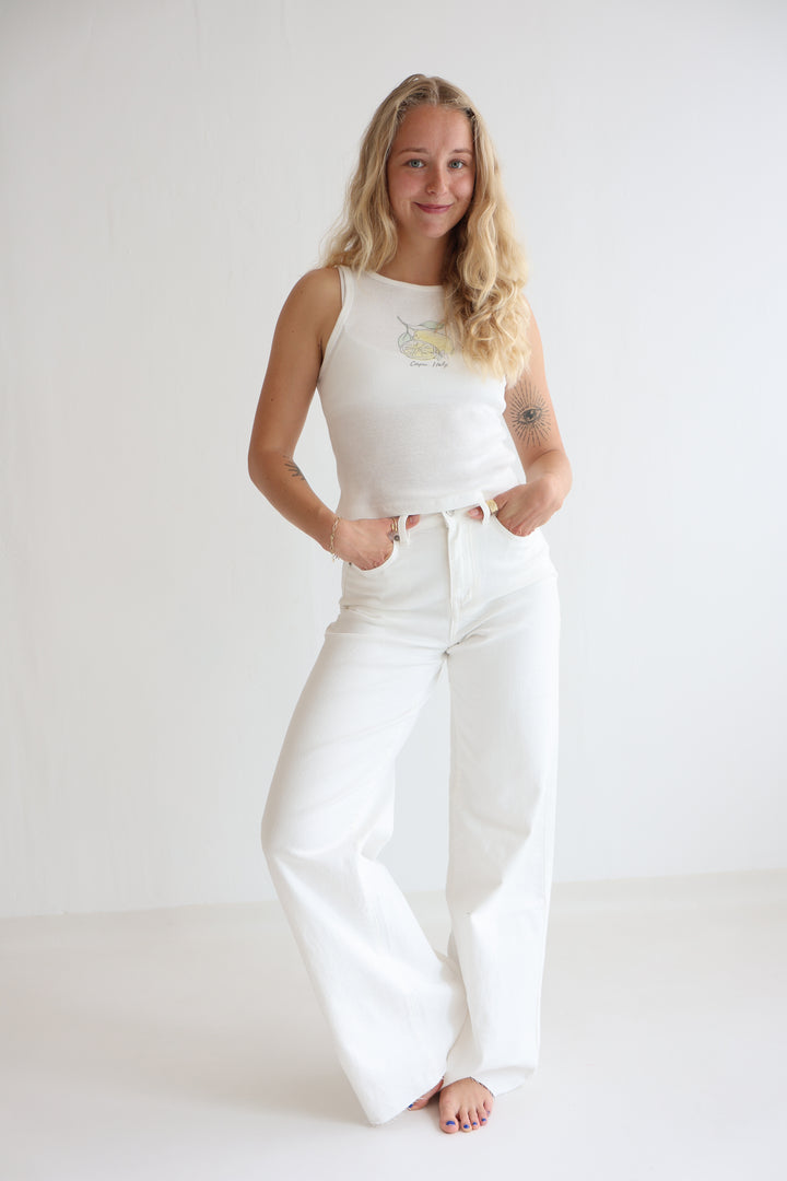 White Extra Long Jeans