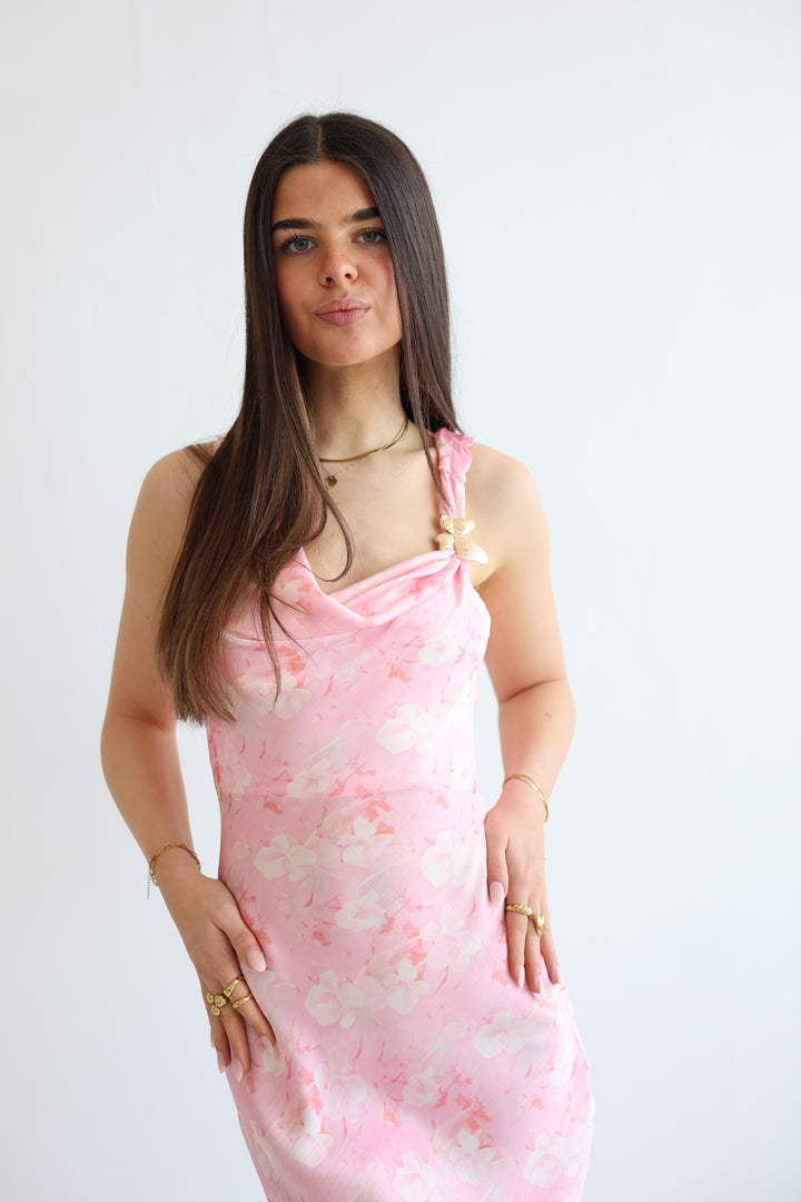 Floral Satin Midi Dress