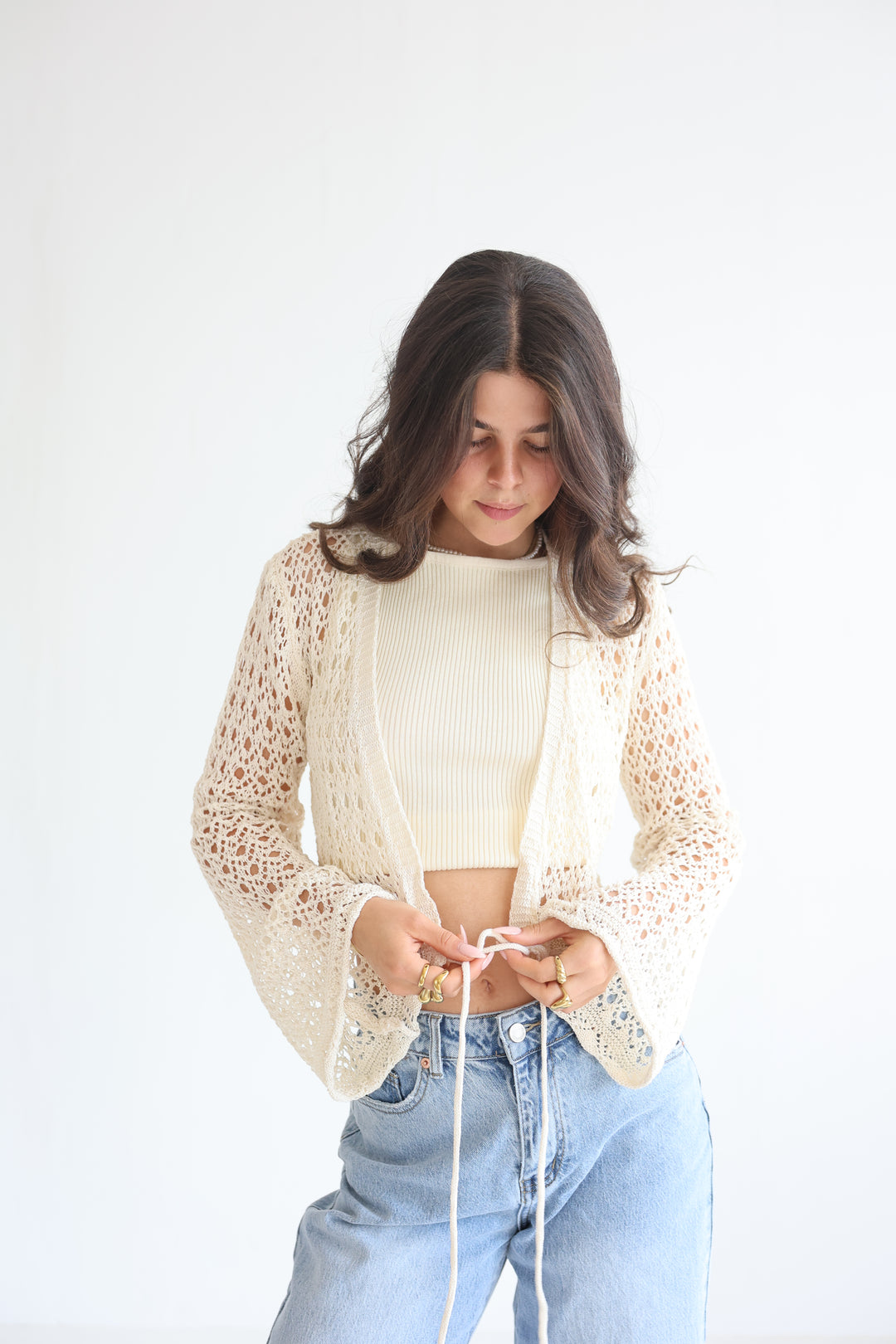 Cropped Crochet Sweater