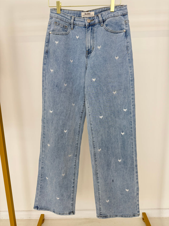 STRAIGHT FIT JEANS BLUE HEARTS GR. S/36 (B-WARE)