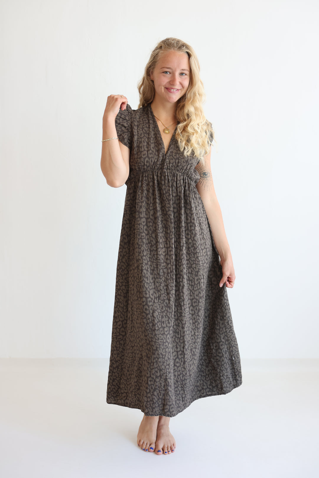 Langes Musselinkleid Timeless Leopard
