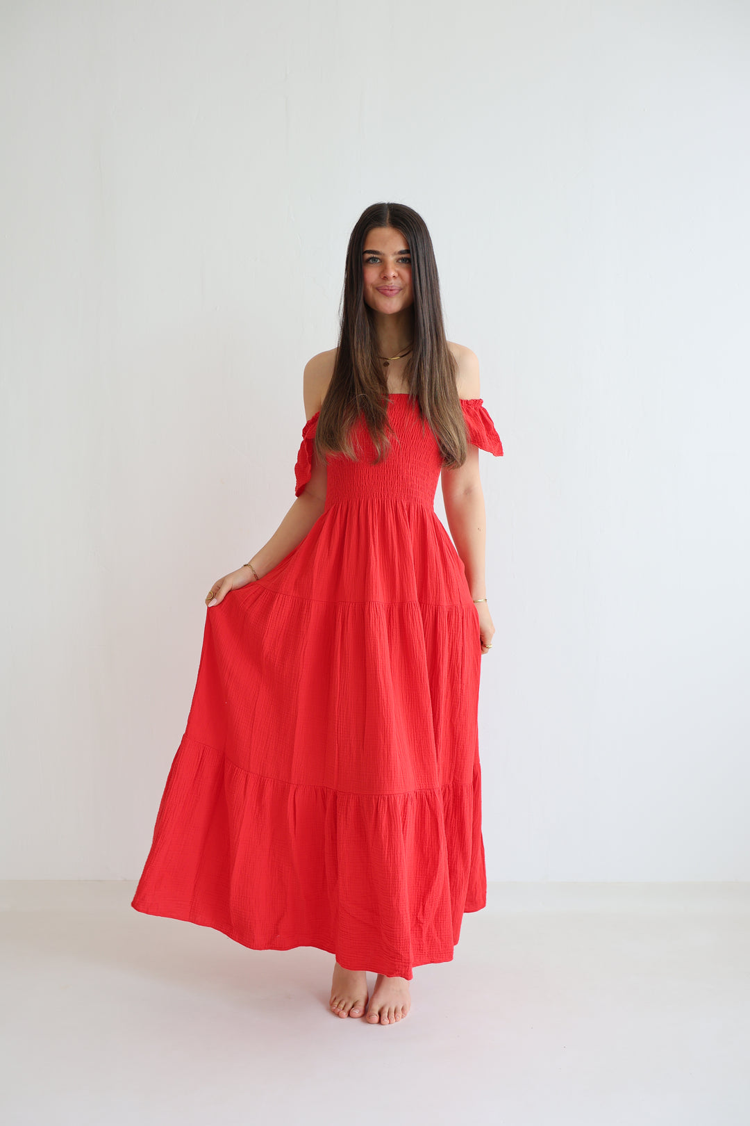 Langes Kleid mit Raffung Livia
