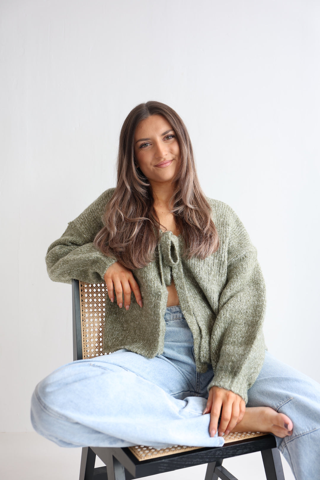 Knit Bow Cardigan Lanea