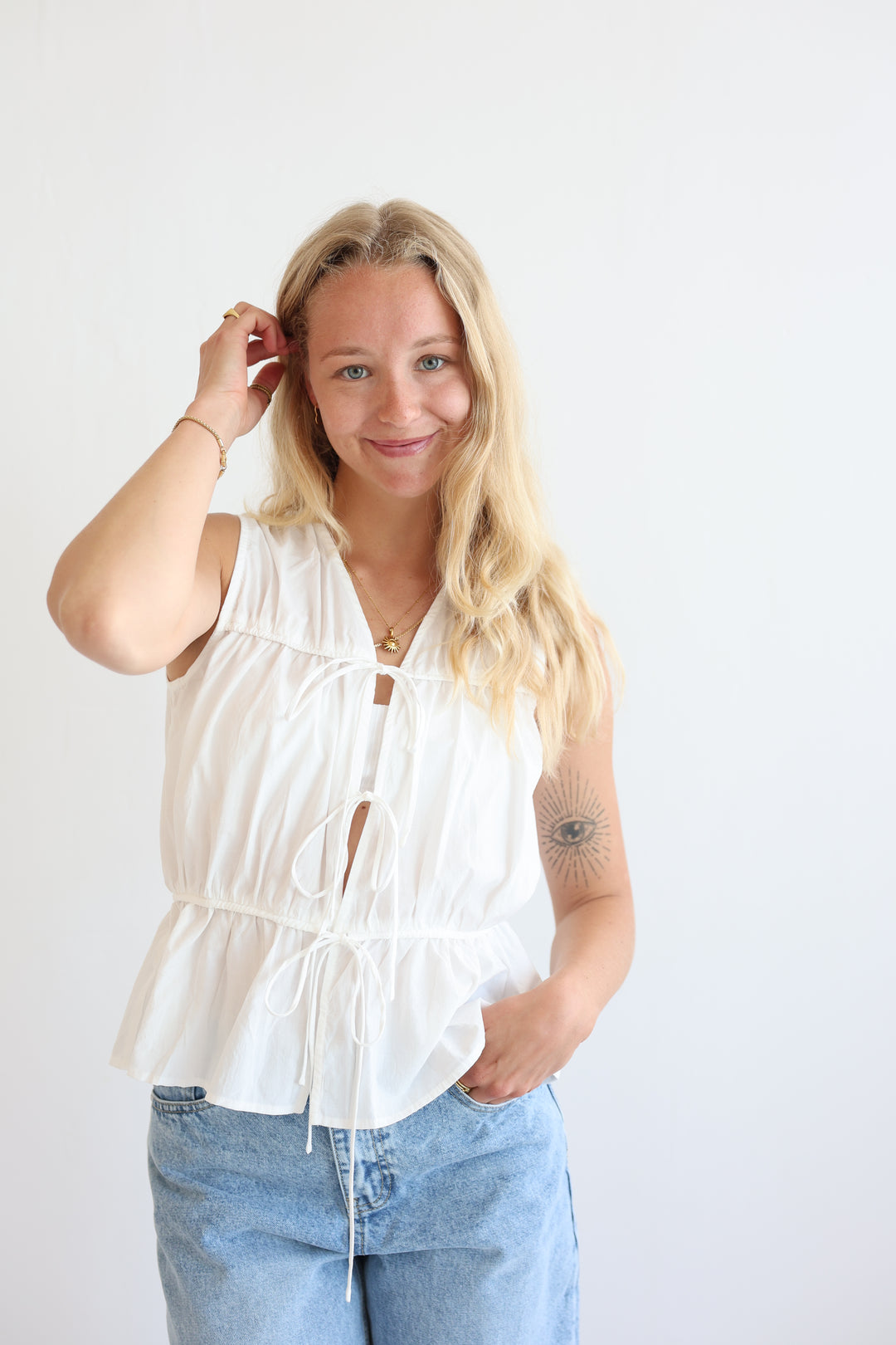 Open-Front Tie Top