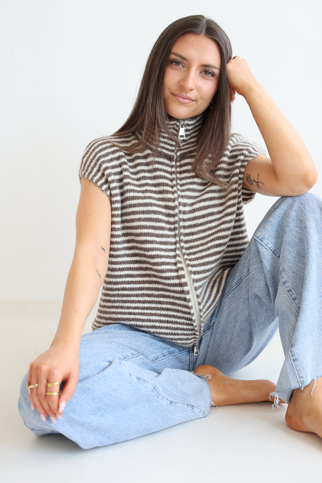 Zip Vest Fine Stripes