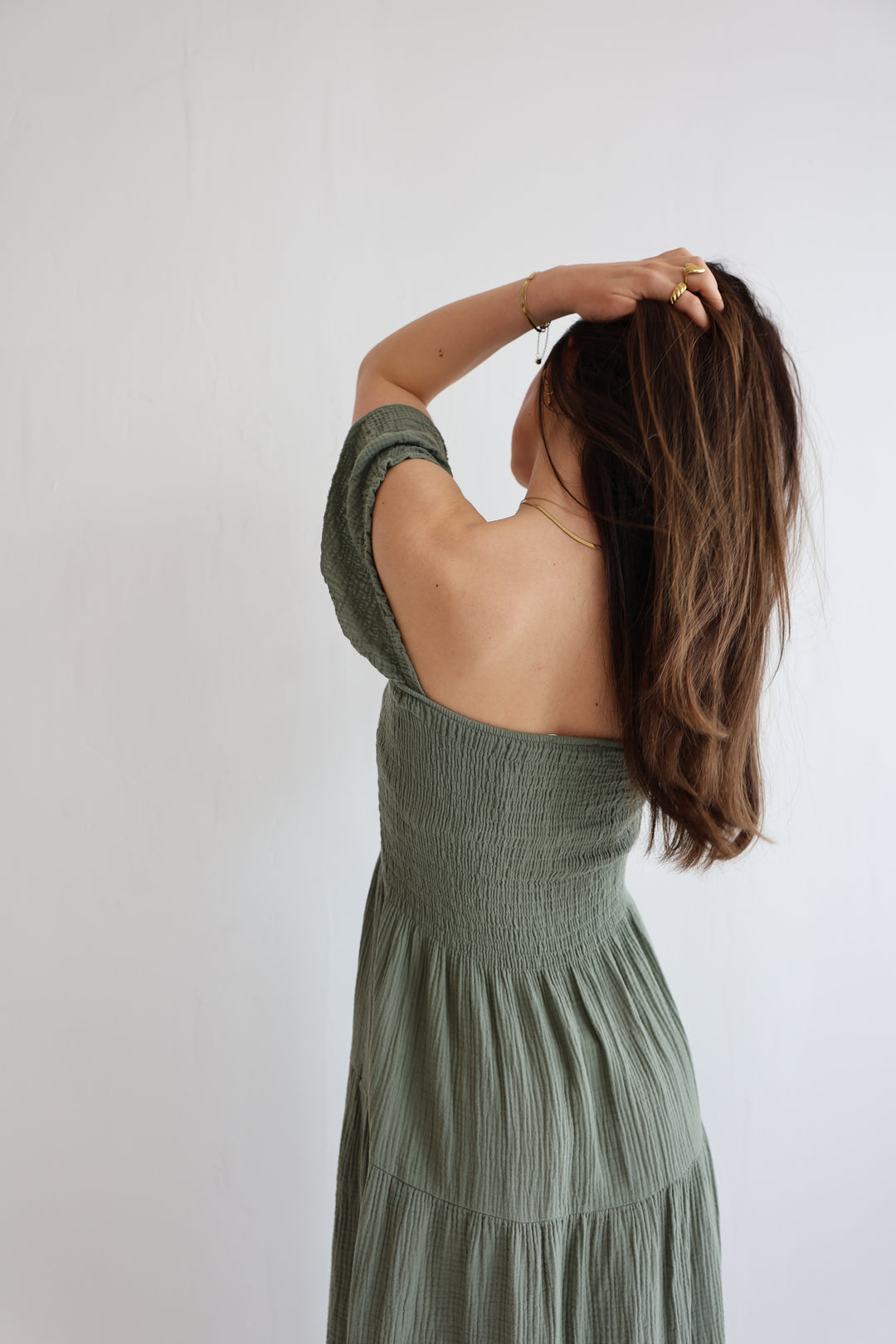 Langes Kleid mit Raffung Livia