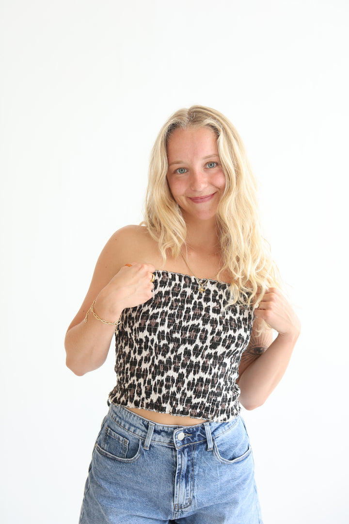 Leoprint Croptop aus Musselin