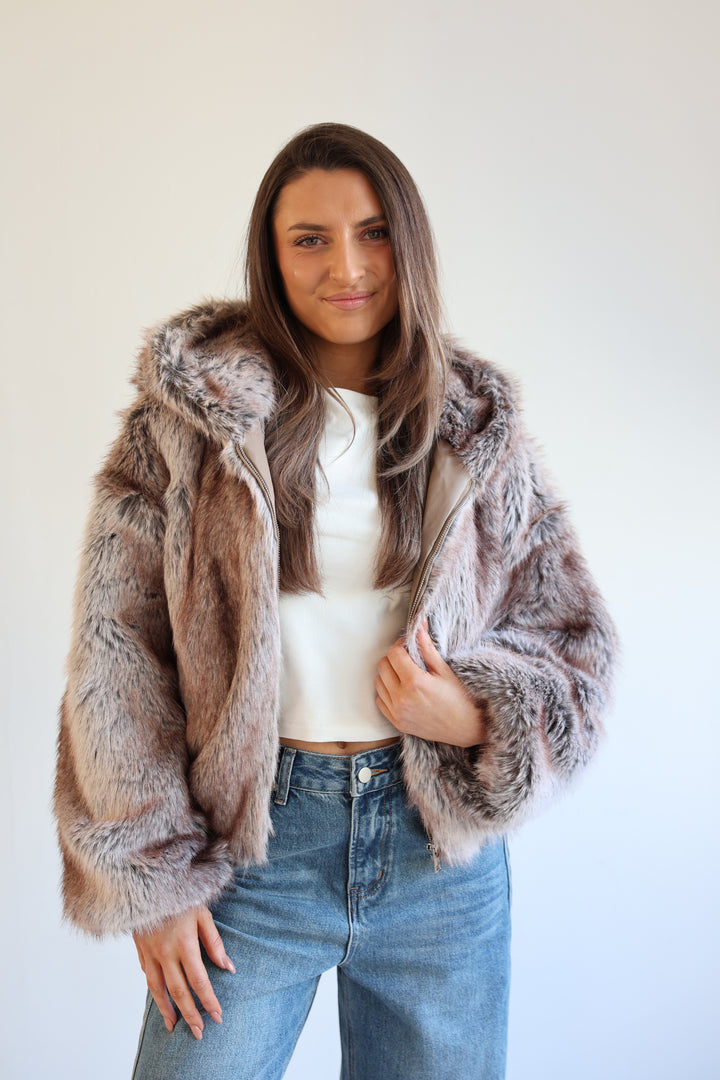 Cropped Faux Fur Jacket Milano