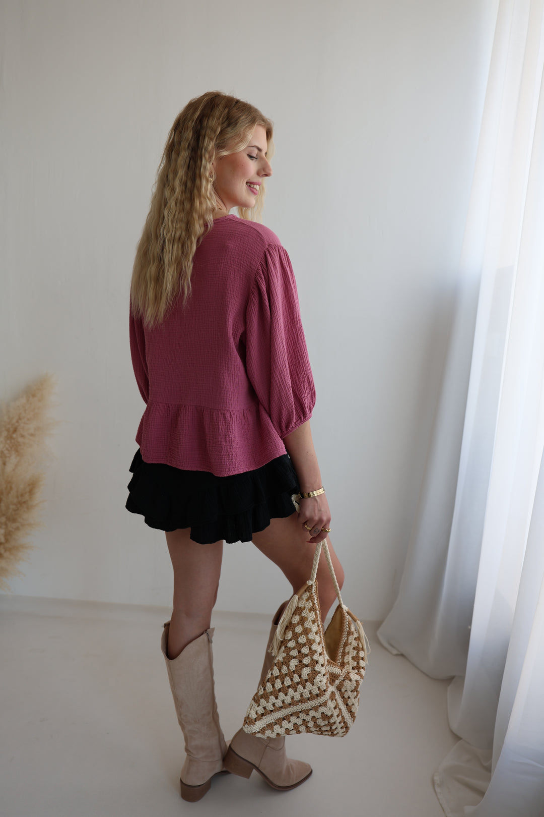 Musselinbluse mit Schleifen Linnea