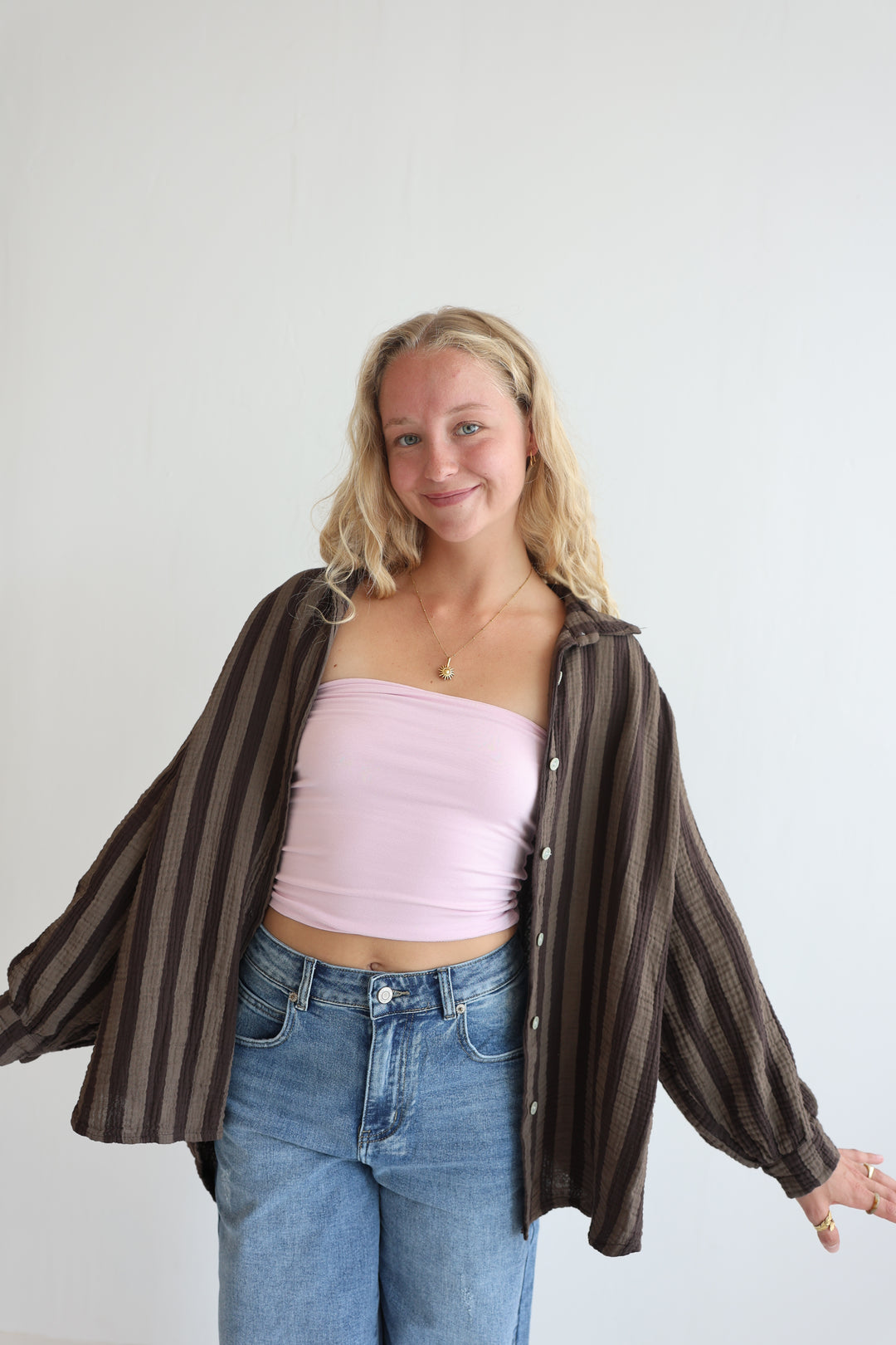 Musselinbluse Blockstripes