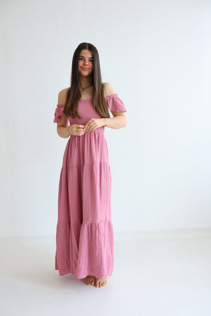 Langes Kleid mit Raffung Livia