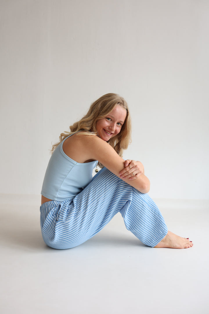 Lange Musselinhose mit Streifen Little Lines