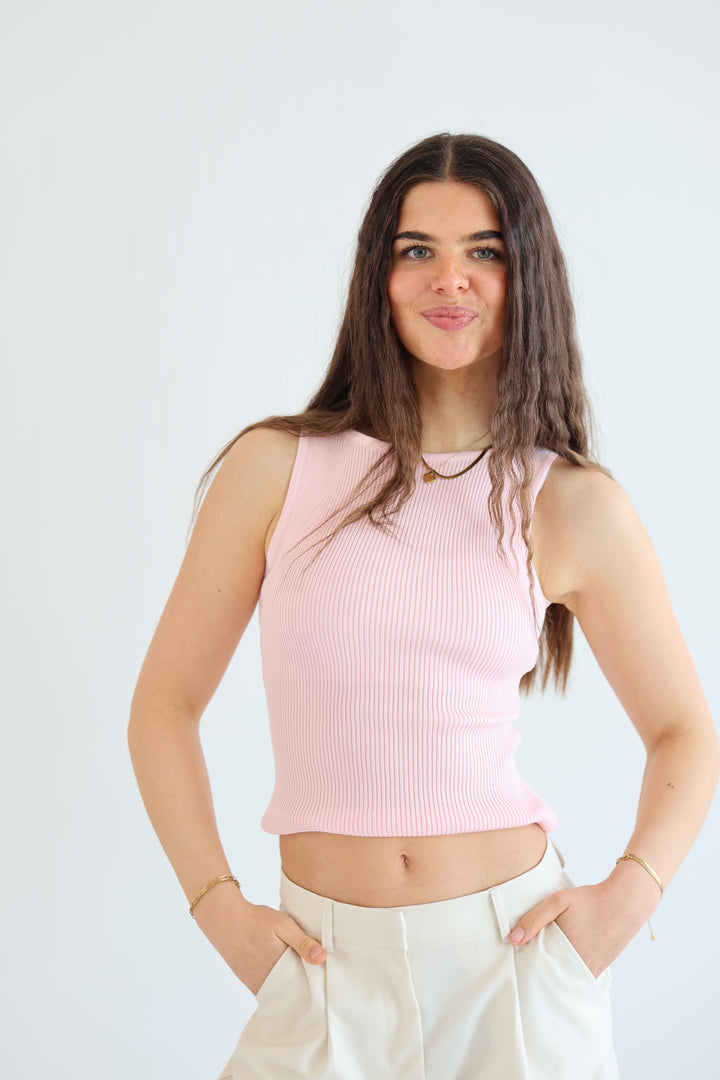 Stretch Ribbed Basic Top