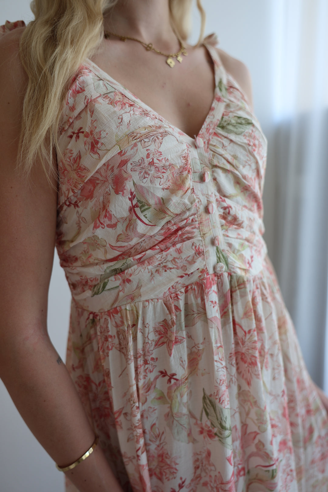 Langes Viskosekleid mit Floralprint Florenz