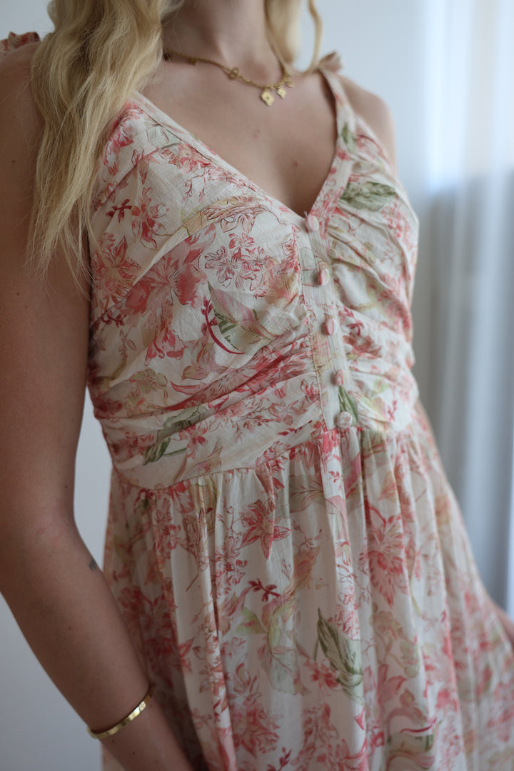 Langes Viskosekleid mit Floralprint Florenz
